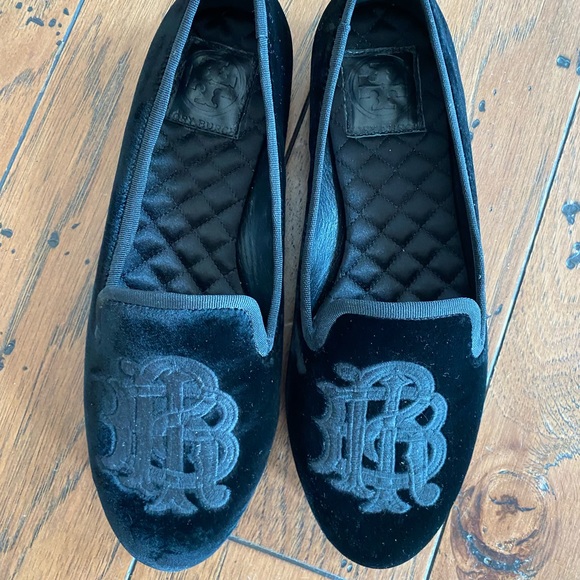 Tory Burch Shoes - Tory Burch black velvet slippers, brand new!